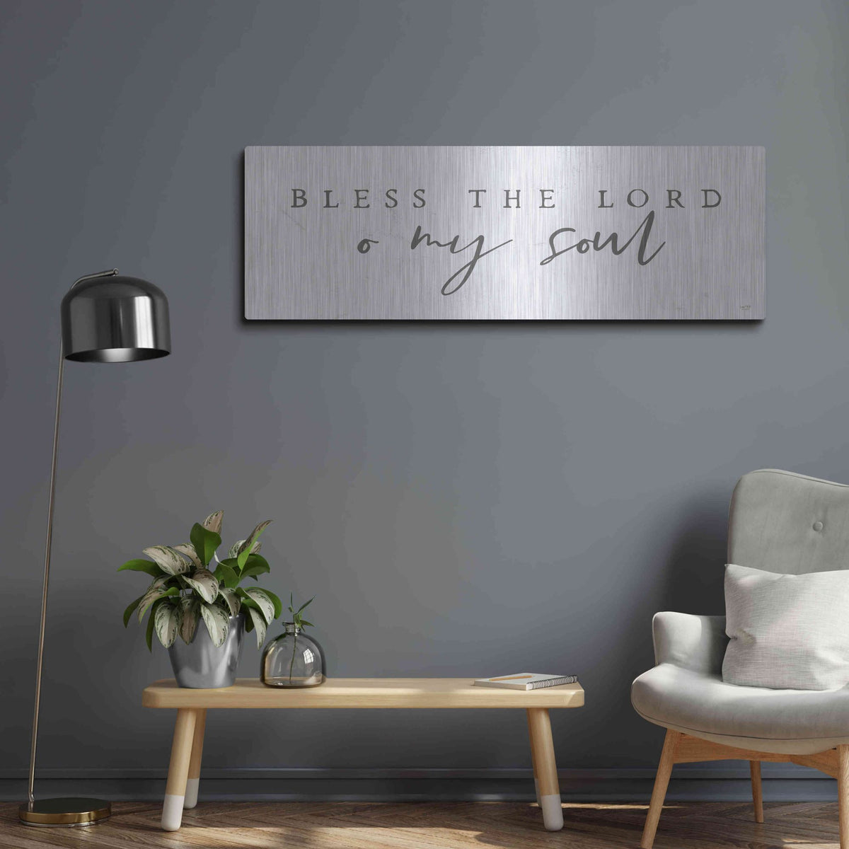 Luxe Metal Art 'Bless the Lord' by Lux + Me, Metal Wall Art,48x16