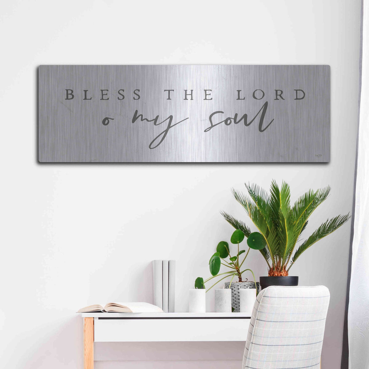 Luxe Metal Art 'Bless the Lord' by Lux + Me, Metal Wall Art,48x16