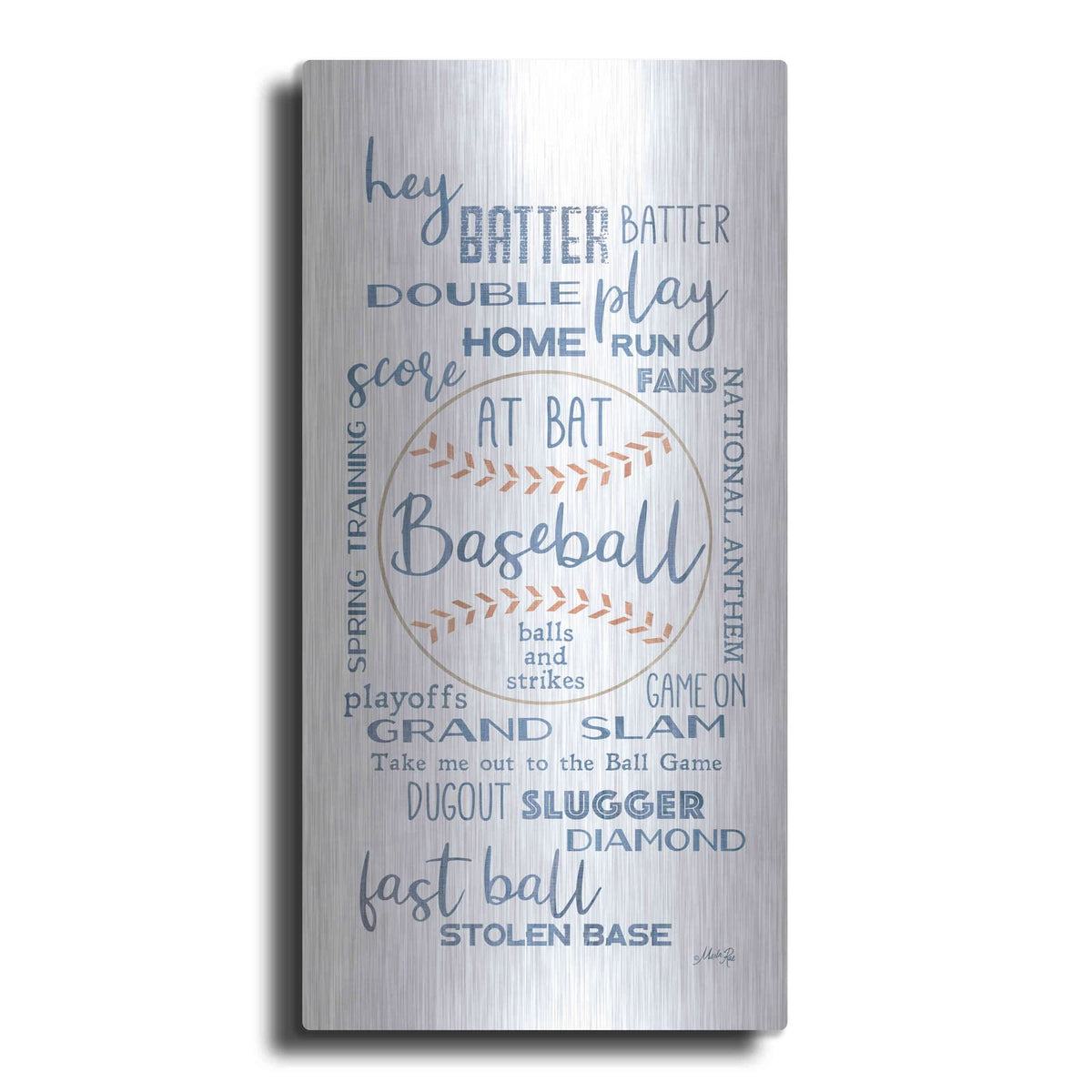 'Baseball Phrases' by Marla Rae – Metal Wall Art