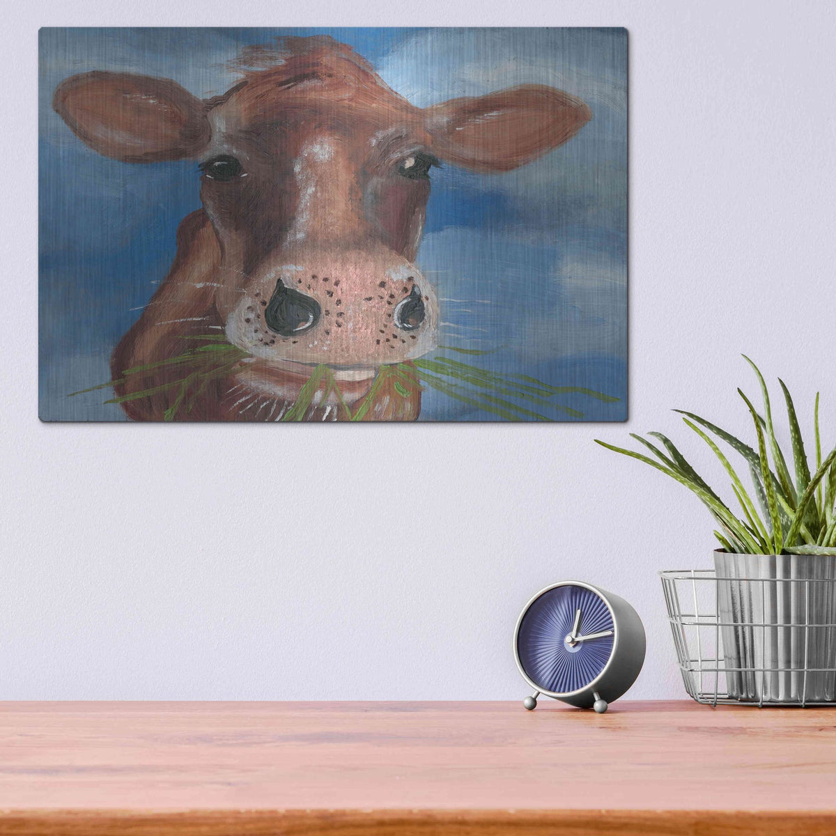 Luxe Metal Art 'Morning Chew I' by Alicia Ludwig, Metal Wall Art,16x12