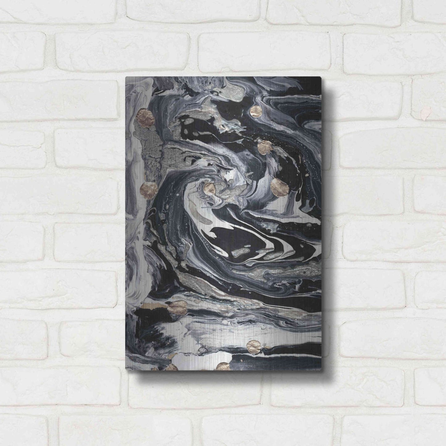 Luxe Metal Art 'Ebony and Ivory I' by Alicia Ludwig, Metal Wall Art,12x16