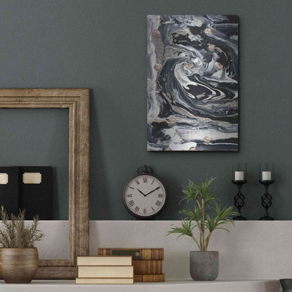 Luxe Metal Art 'Ebony and Ivory I' by Alicia Ludwig, Metal Wall Art,12x16