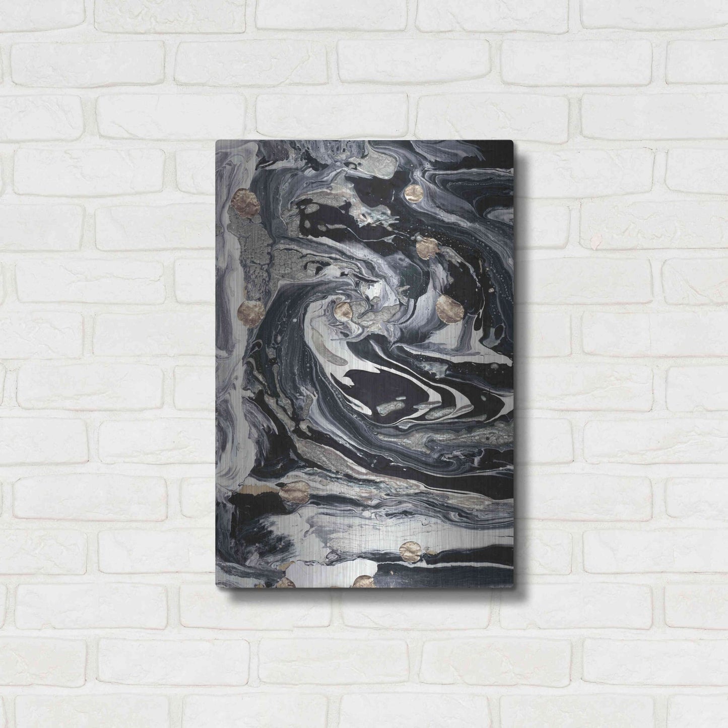 Luxe Metal Art 'Ebony and Ivory I' by Alicia Ludwig, Metal Wall Art,16x24