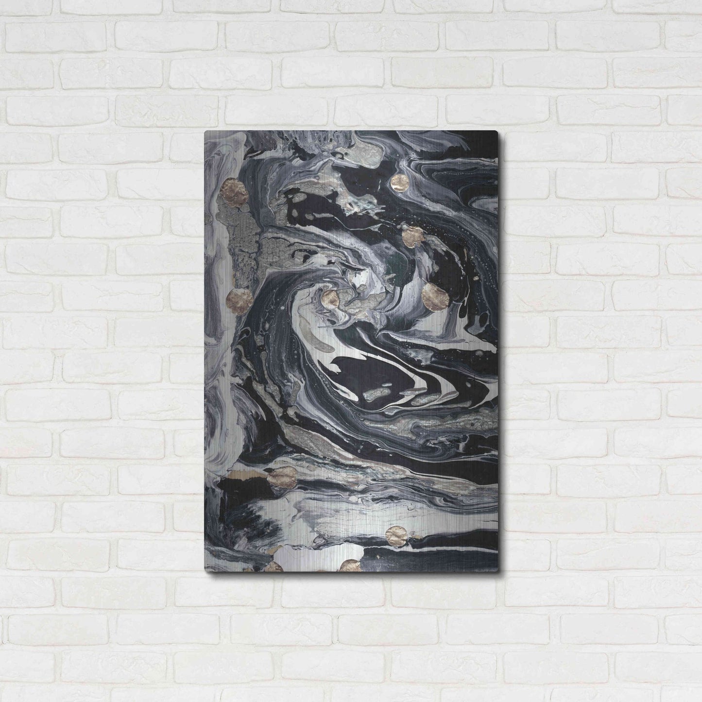 Luxe Metal Art 'Ebony and Ivory I' by Alicia Ludwig, Metal Wall Art,24x36