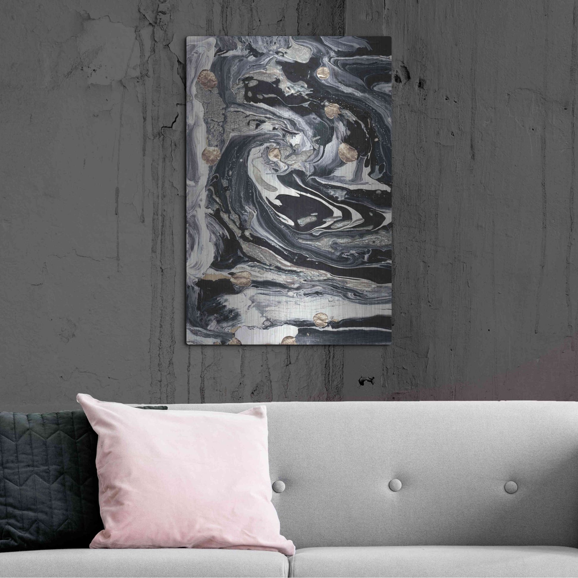 Luxe Metal Art 'Ebony and Ivory I' by Alicia Ludwig, Metal Wall Art,24x36