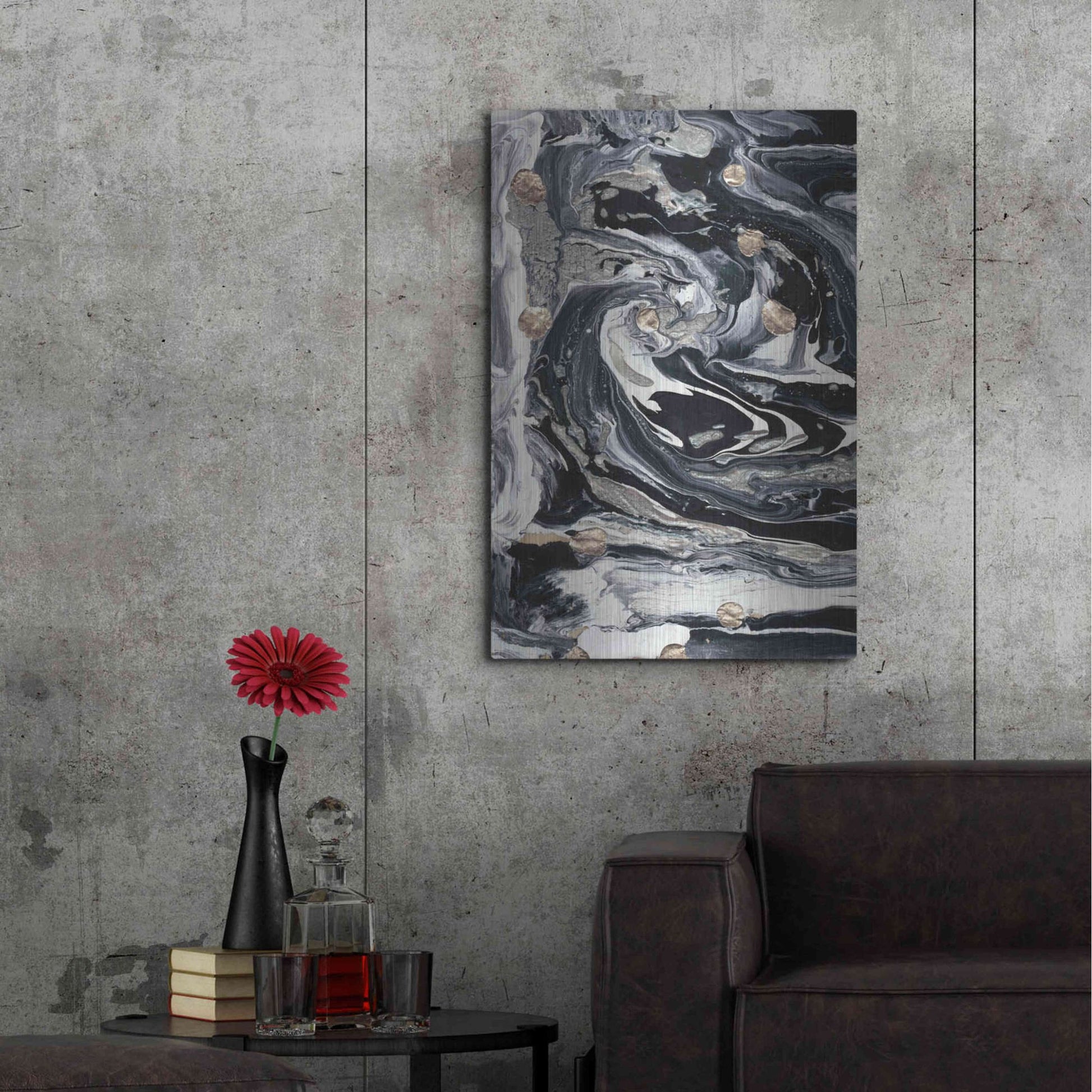 Luxe Metal Art 'Ebony and Ivory I' by Alicia Ludwig, Metal Wall Art,24x36