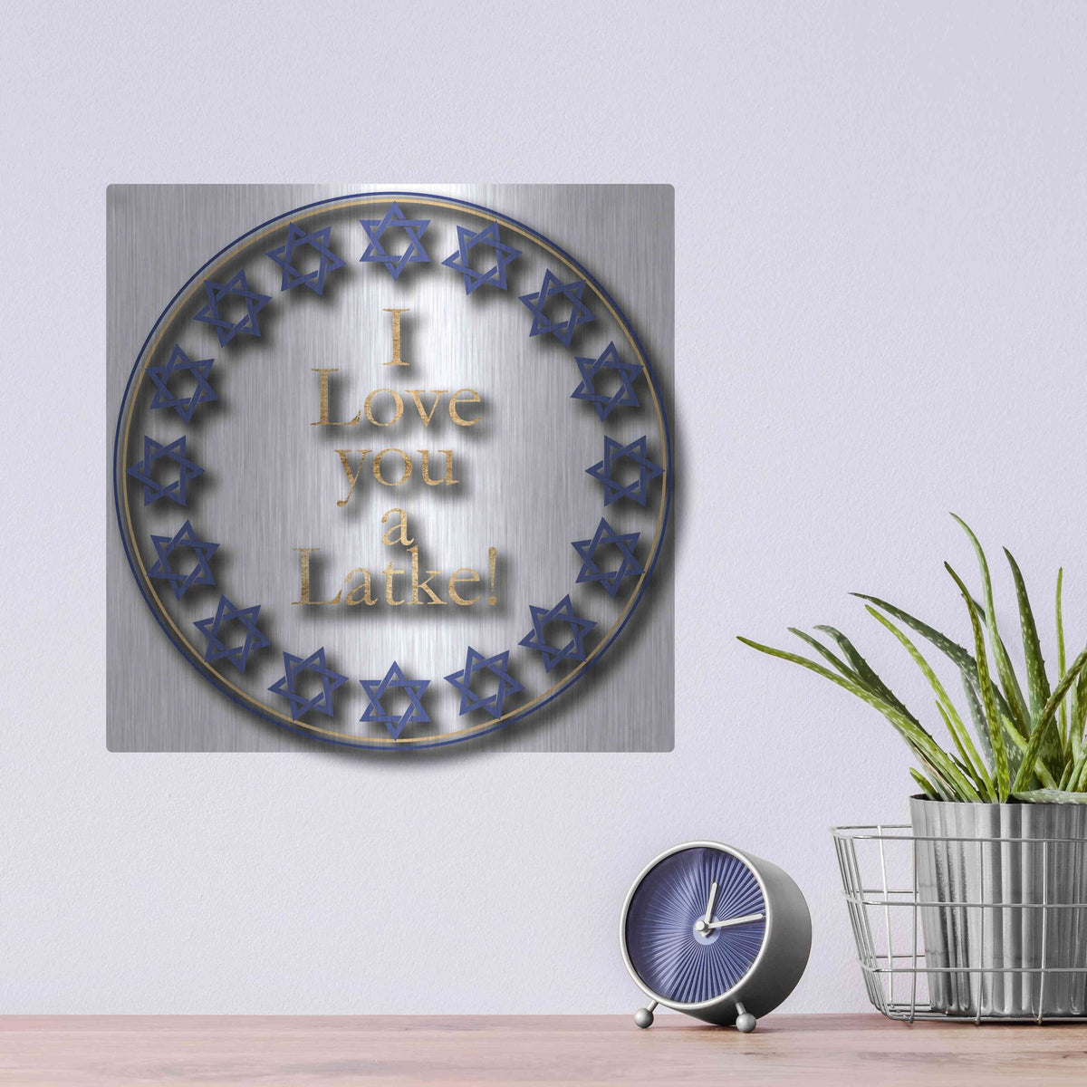 Luxe Metal Art 'Punny Hanukkah Collection G' by Alicia Ludwig, Metal Wall Art,12x12