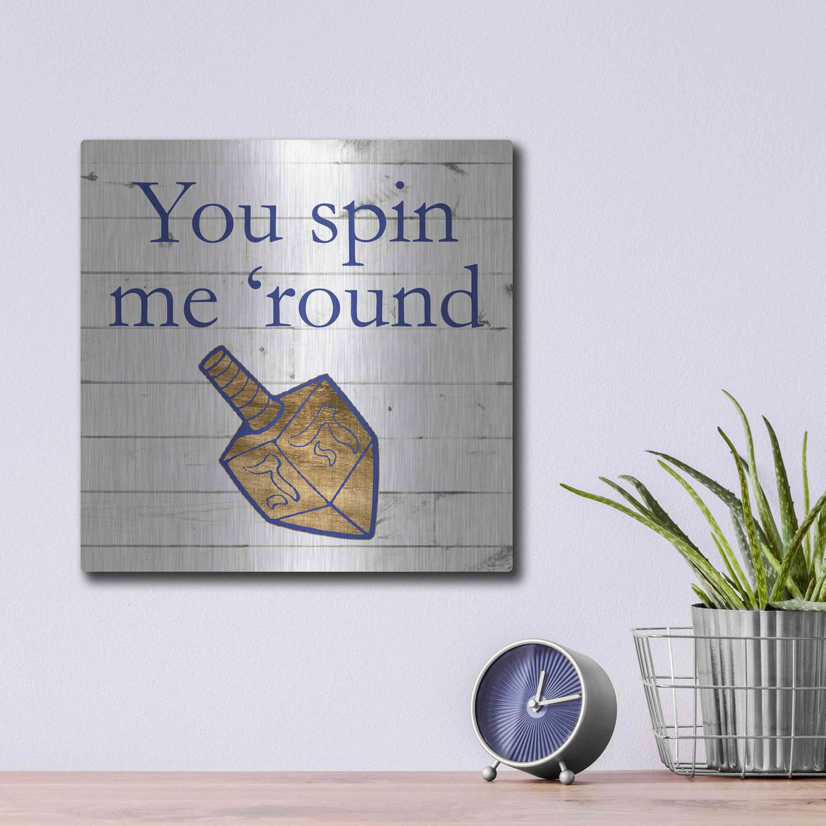 Luxe Metal Art 'Punny Hanukkah Collection D' by Alicia Ludwig, Metal Wall Art,12x12