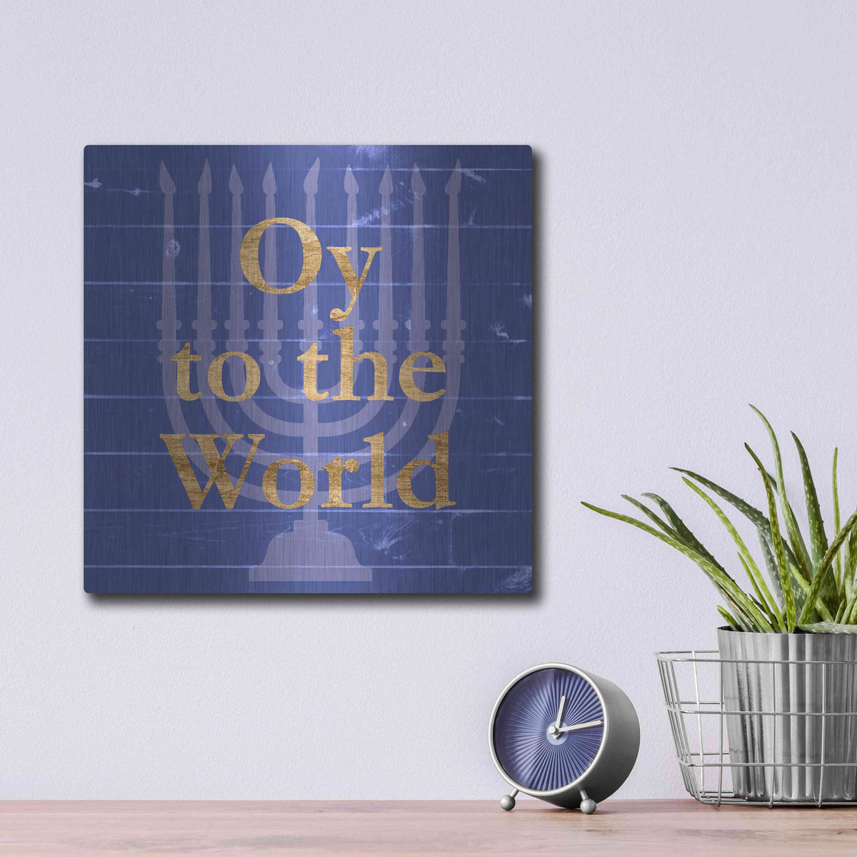 Luxe Metal Art 'Punny Hanukkah Collection E' by Alicia Ludwig, Metal Wall Art,12x12