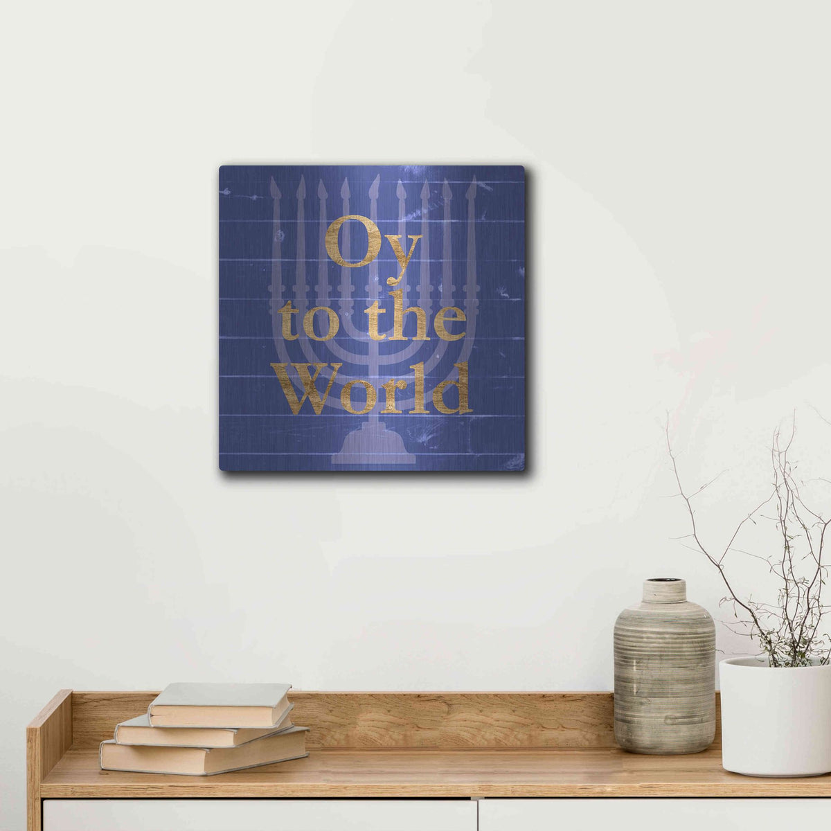 Luxe Metal Art 'Punny Hanukkah Collection E' by Alicia Ludwig, Metal Wall Art,12x12