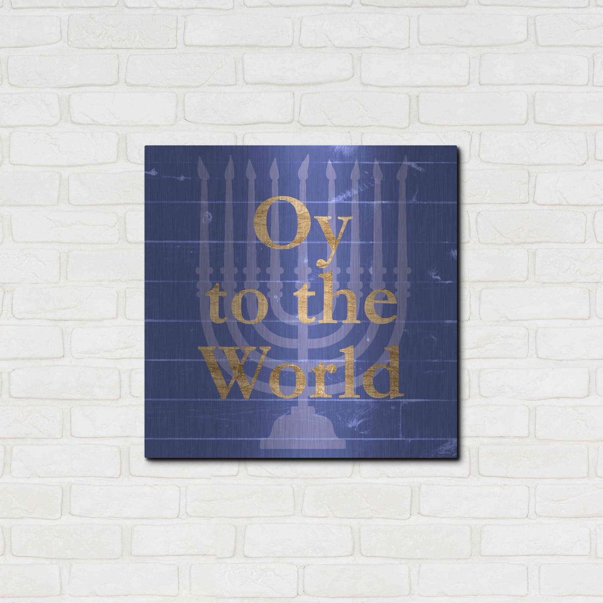 Luxe Metal Art 'Punny Hanukkah Collection E' by Alicia Ludwig, Metal Wall Art,24x24