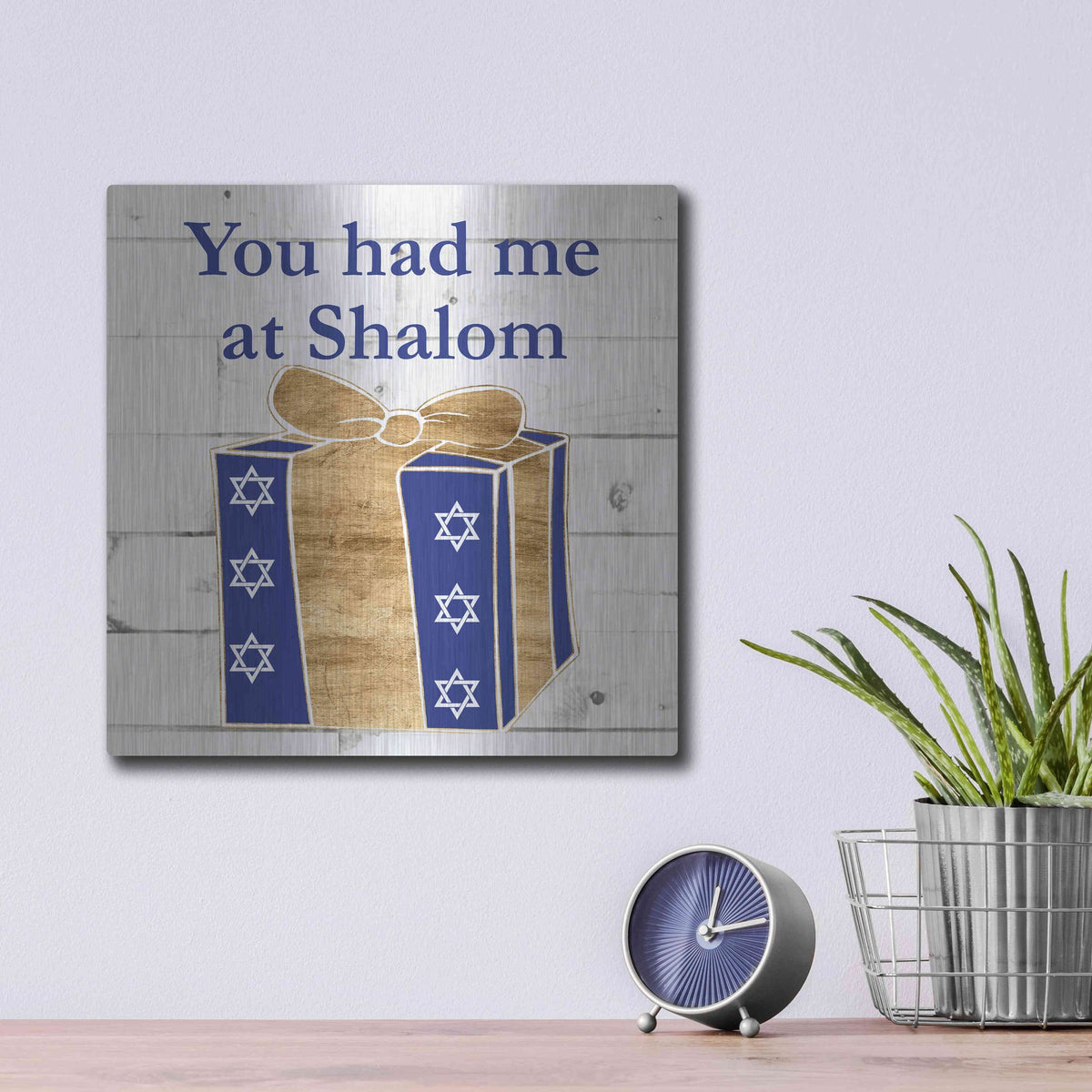 Luxe Metal Art 'Punny Hanukkah Collection F' by Alicia Ludwig, Metal Wall Art,12x12