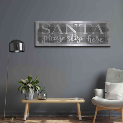 Luxe Metal Art 'Santa Please Stop Here' by Misty Michelle, Metal Wall Art,48x16