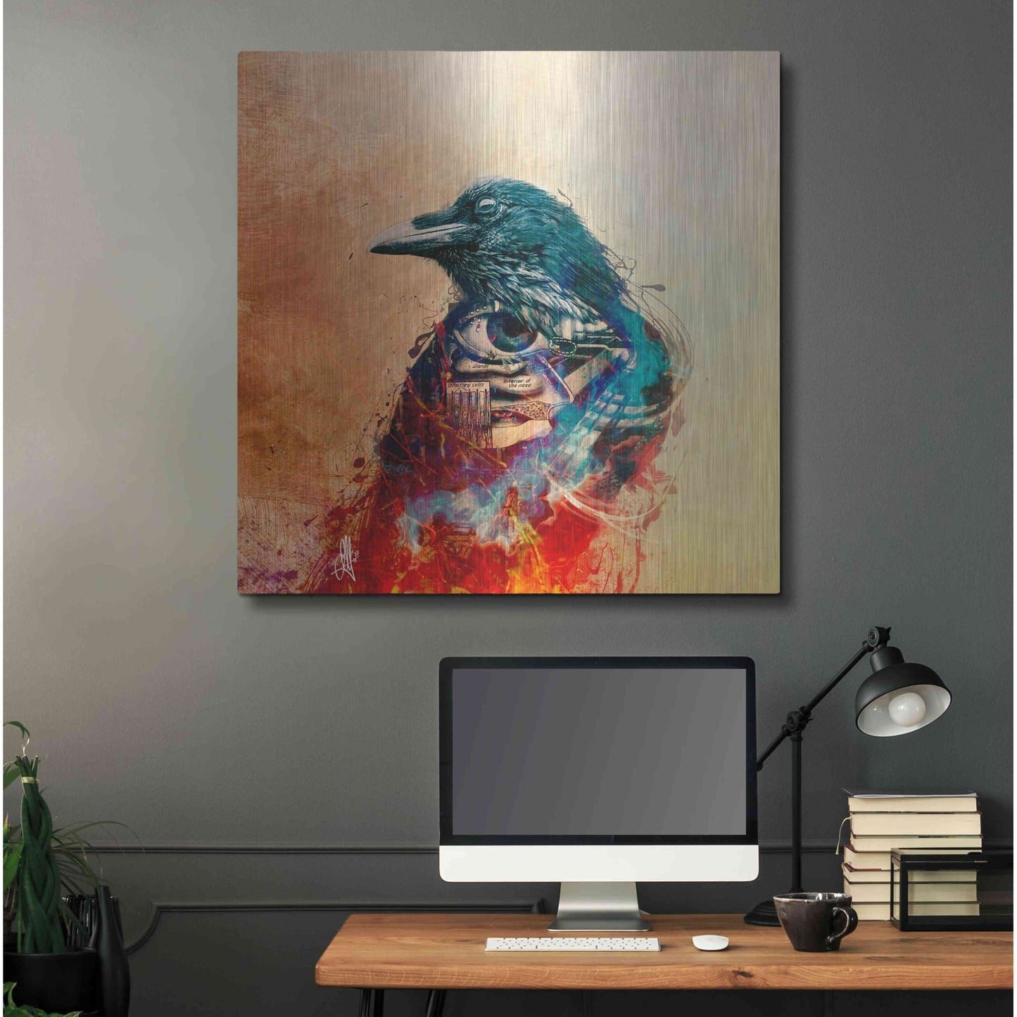 Luxe Metal Art 'Ravenscry' by Mario Sanchez Nevado, Metal Wall Art,36x36