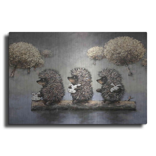 Luxe Metal Art 'Hedgehog Dreamland' by Alexander Gunin, Metal Wall Art