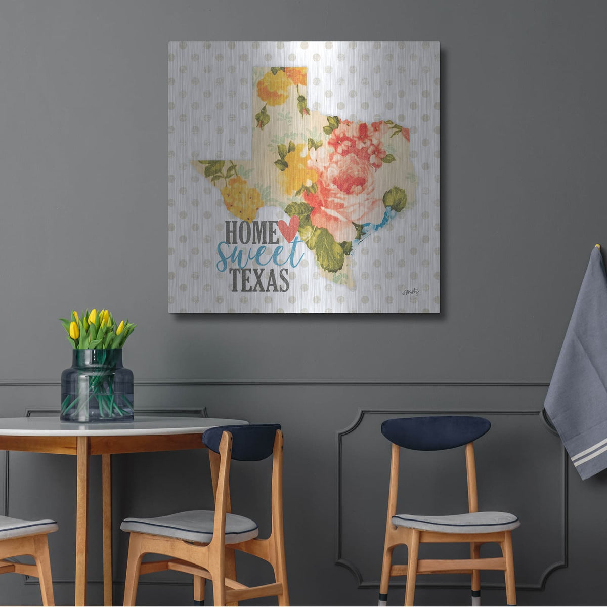 'Home Sweet Texas Floral' by Misty Michelle – Metal Wall Art, 36x36 room view