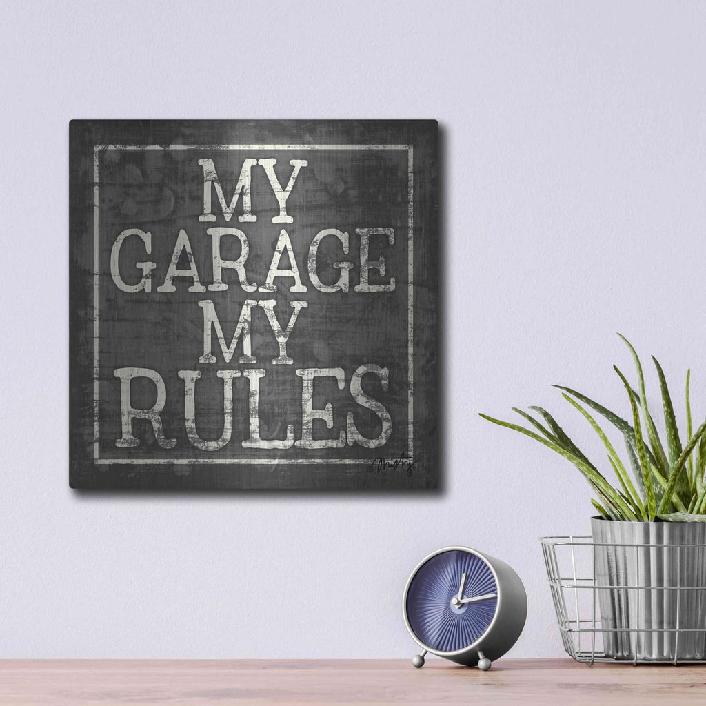 'My Garage, My Rules' by Misty Michelle – Metal Wall Art, 12x12 room view