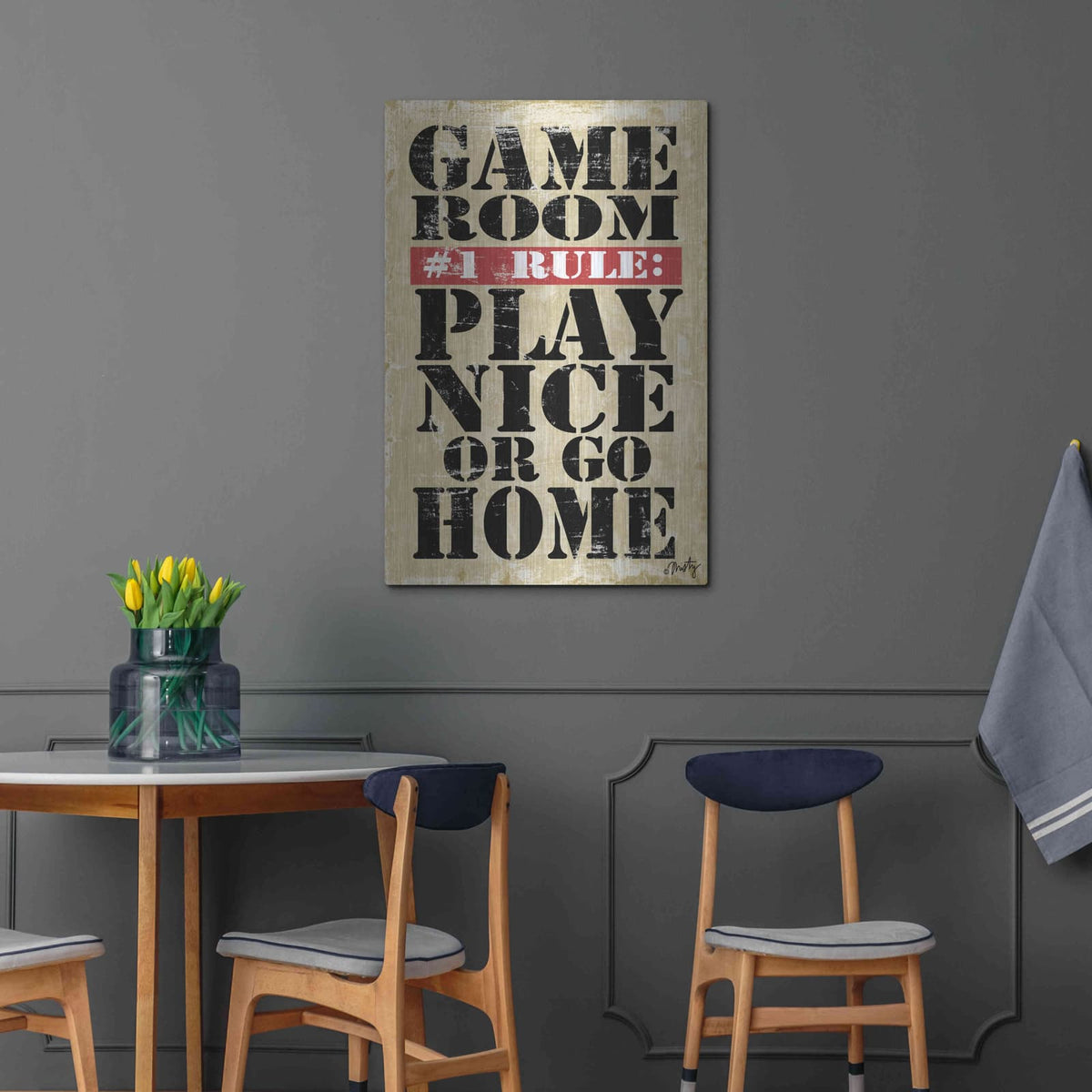 'Game Room #1 Rule' by Misty Michelle – Metal Wall Art, 24x36 room view