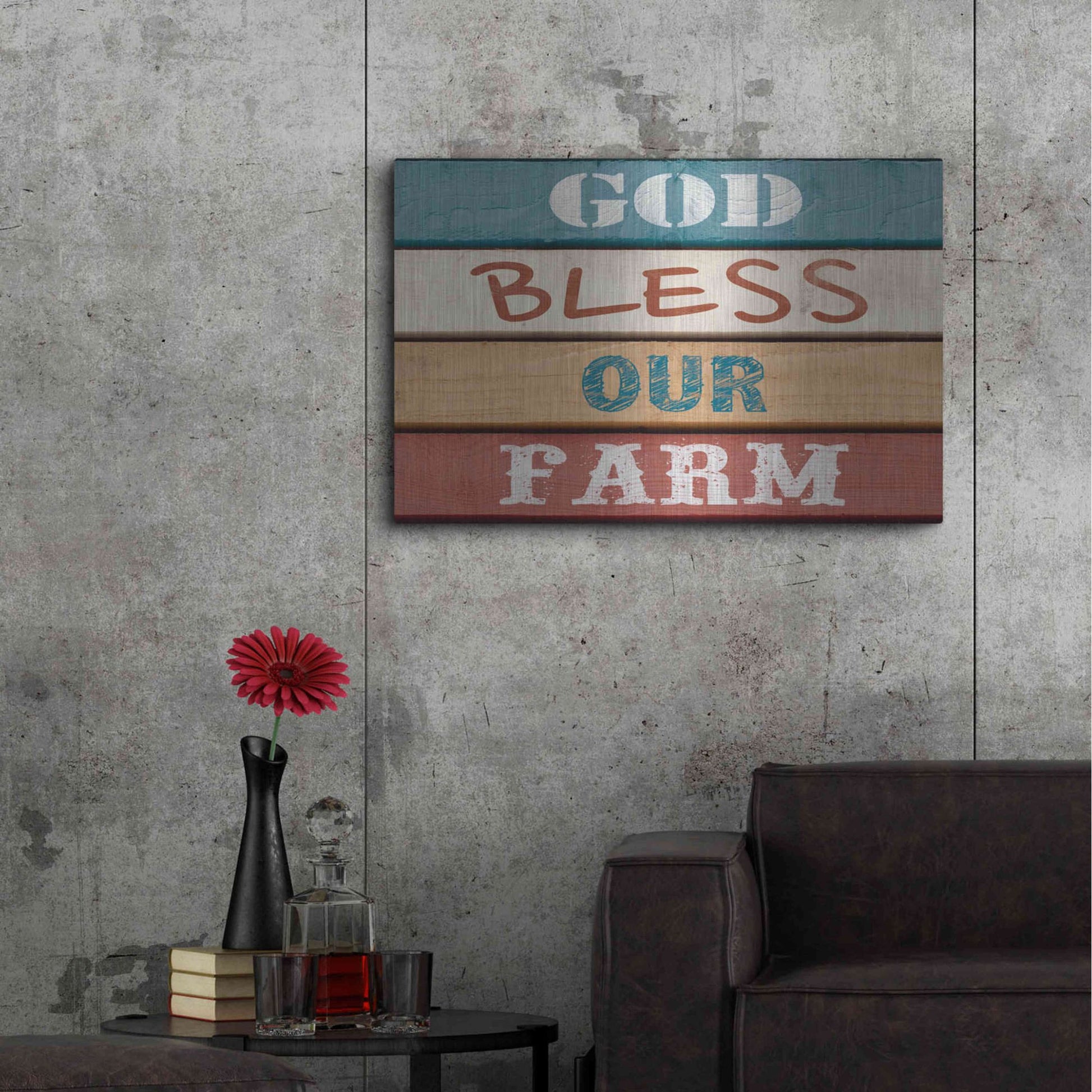 Luxe Metal Art 'Farm Sentiment IV' by Alonzo Saunders, Metal Wall Art,36x24