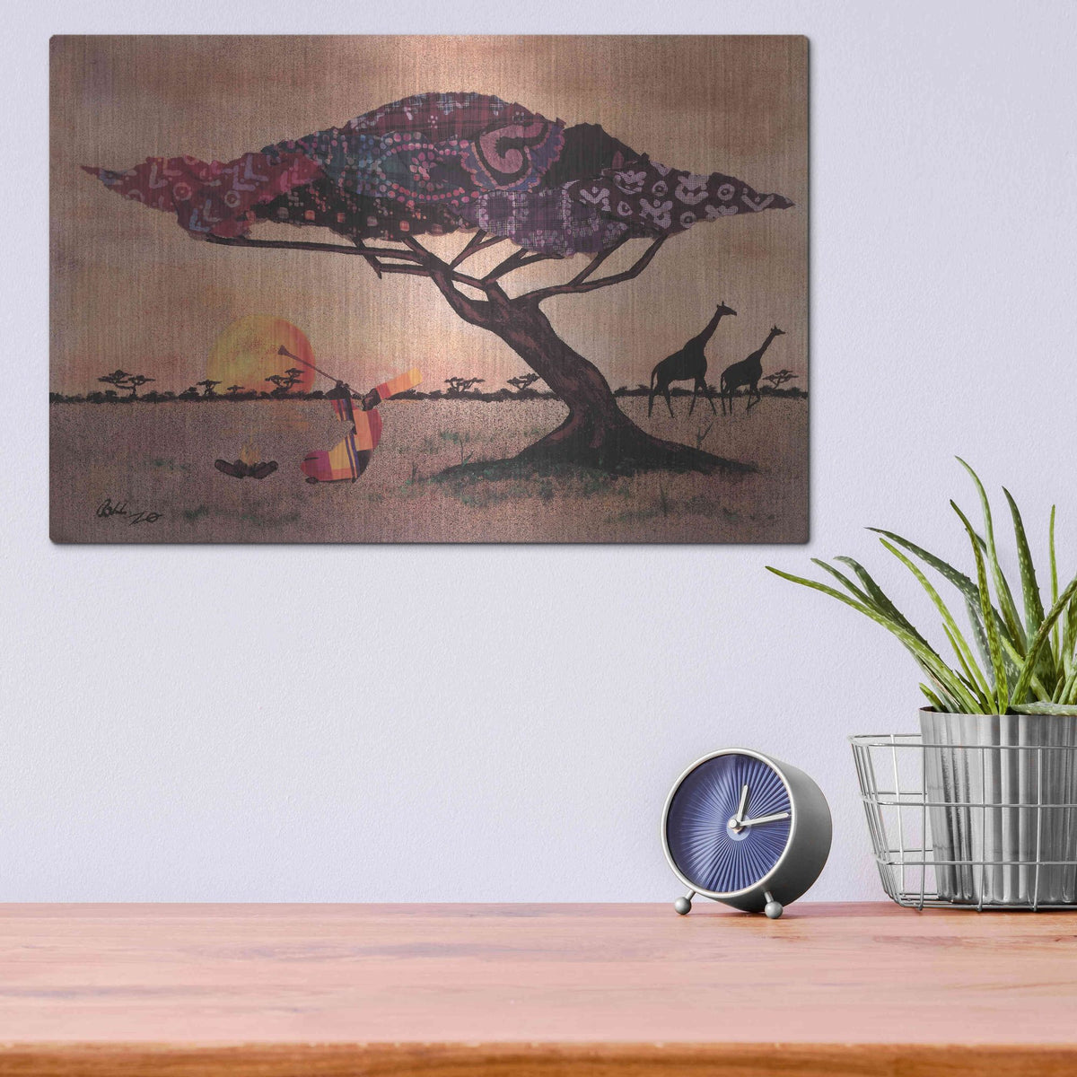 Luxe Metal Art 'Plains of Africa' by Alonzo Saunders, Metal Wall Art,16x12
