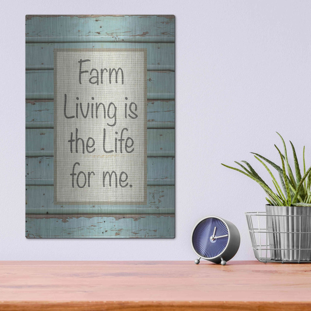 Luxe Metal Art 'Farm Sentiment II' by Alonzo Saunders, Metal Wall Art,12x16