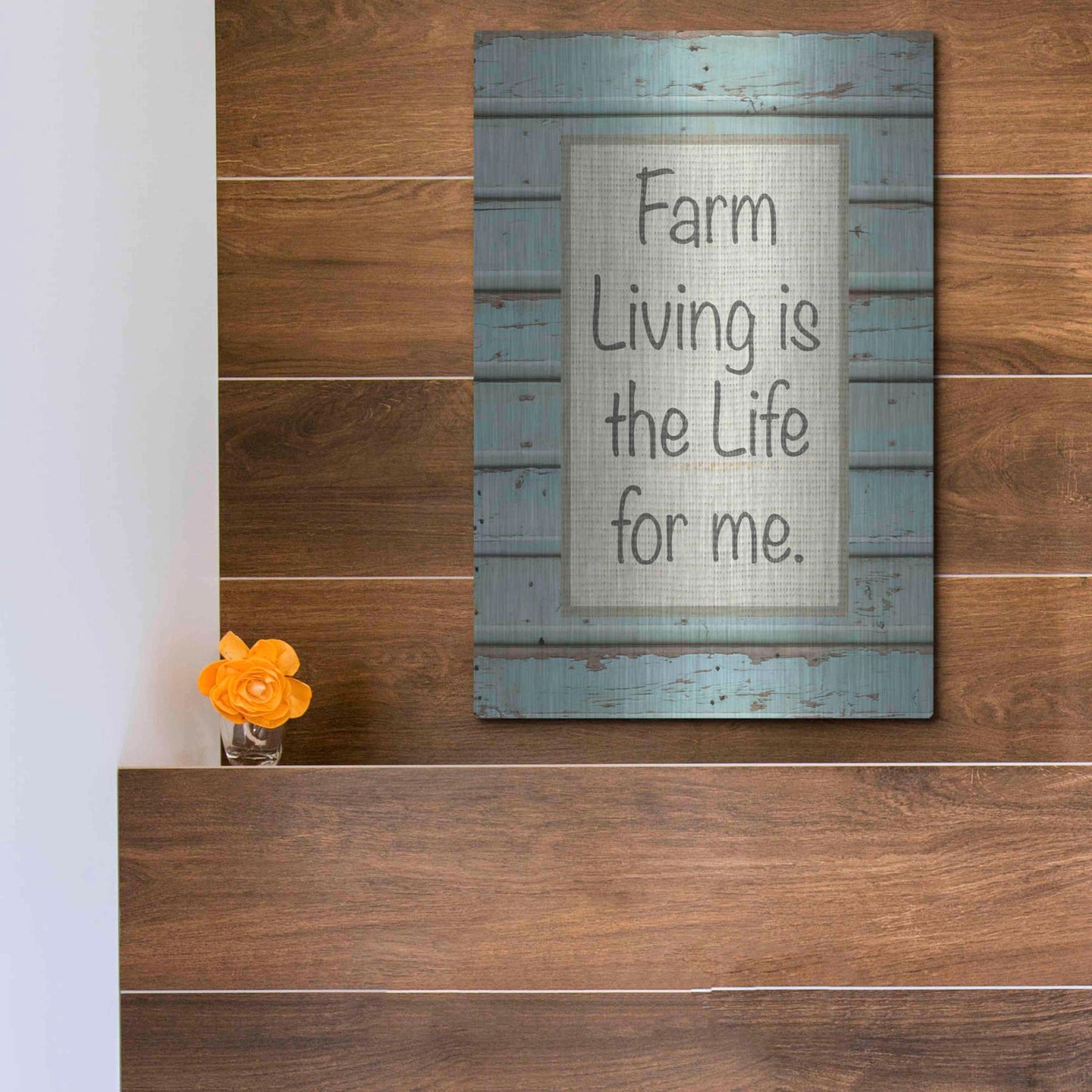 Luxe Metal Art 'Farm Sentiment II' by Alonzo Saunders, Metal Wall Art,12x16