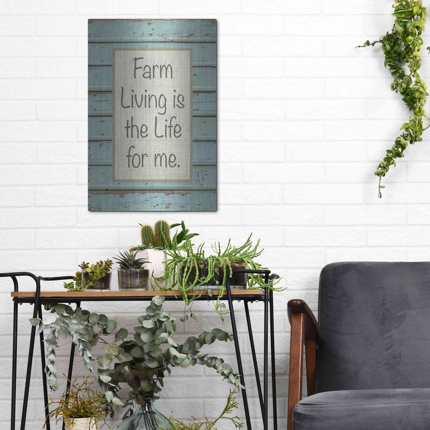 Luxe Metal Art 'Farm Sentiment II' by Alonzo Saunders, Metal Wall Art,12x16
