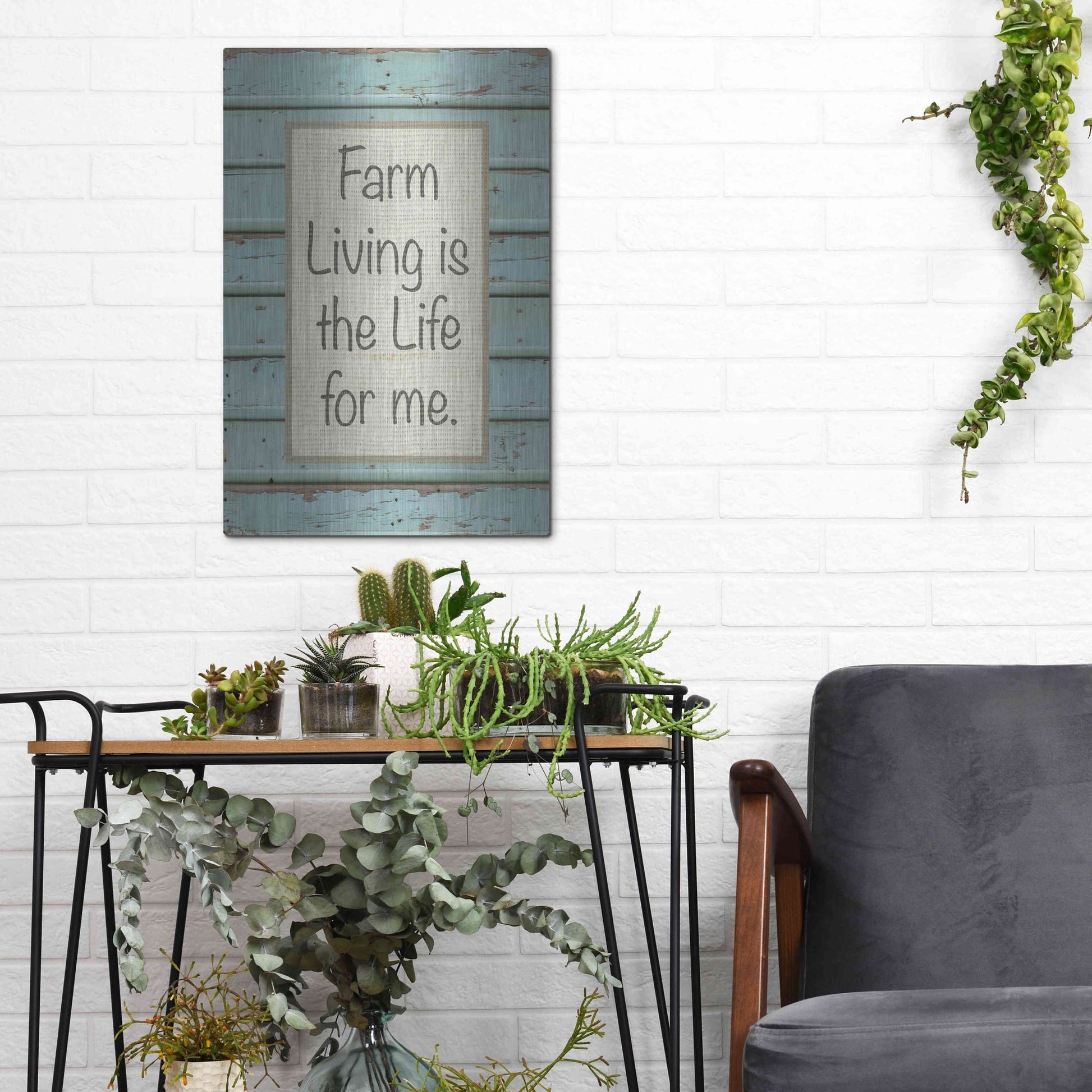 Luxe Metal Art 'Farm Sentiment II' by Alonzo Saunders, Metal Wall Art,12x16