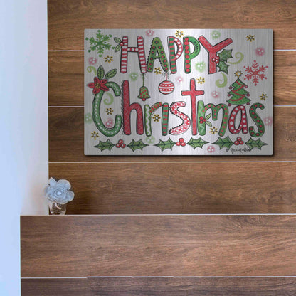 Luxe Metal Art 'Happy Christmas' by Annie LaPoint, Metal Wall Art,16x12