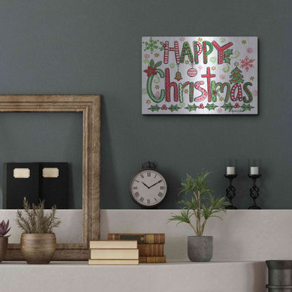 Luxe Metal Art 'Happy Christmas' by Annie LaPoint, Metal Wall Art,16x12