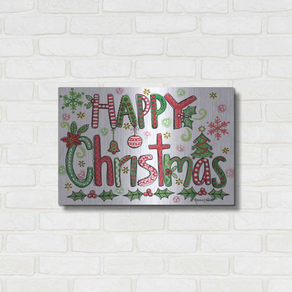 Luxe Metal Art 'Happy Christmas' by Annie LaPoint, Metal Wall Art,24x16