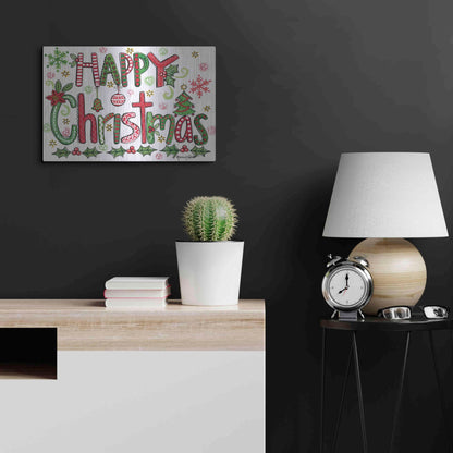 Luxe Metal Art 'Happy Christmas' by Annie LaPoint, Metal Wall Art,24x16