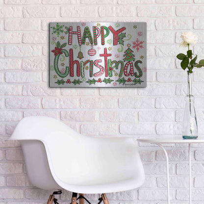 Luxe Metal Art 'Happy Christmas' by Annie LaPoint, Metal Wall Art,24x16