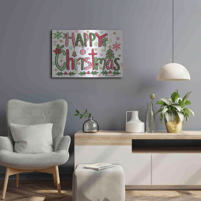 Luxe Metal Art 'Happy Christmas' by Annie LaPoint, Metal Wall Art,24x16