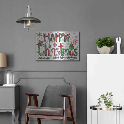 Luxe Metal Art 'Happy Christmas' by Annie LaPoint, Metal Wall Art,24x16