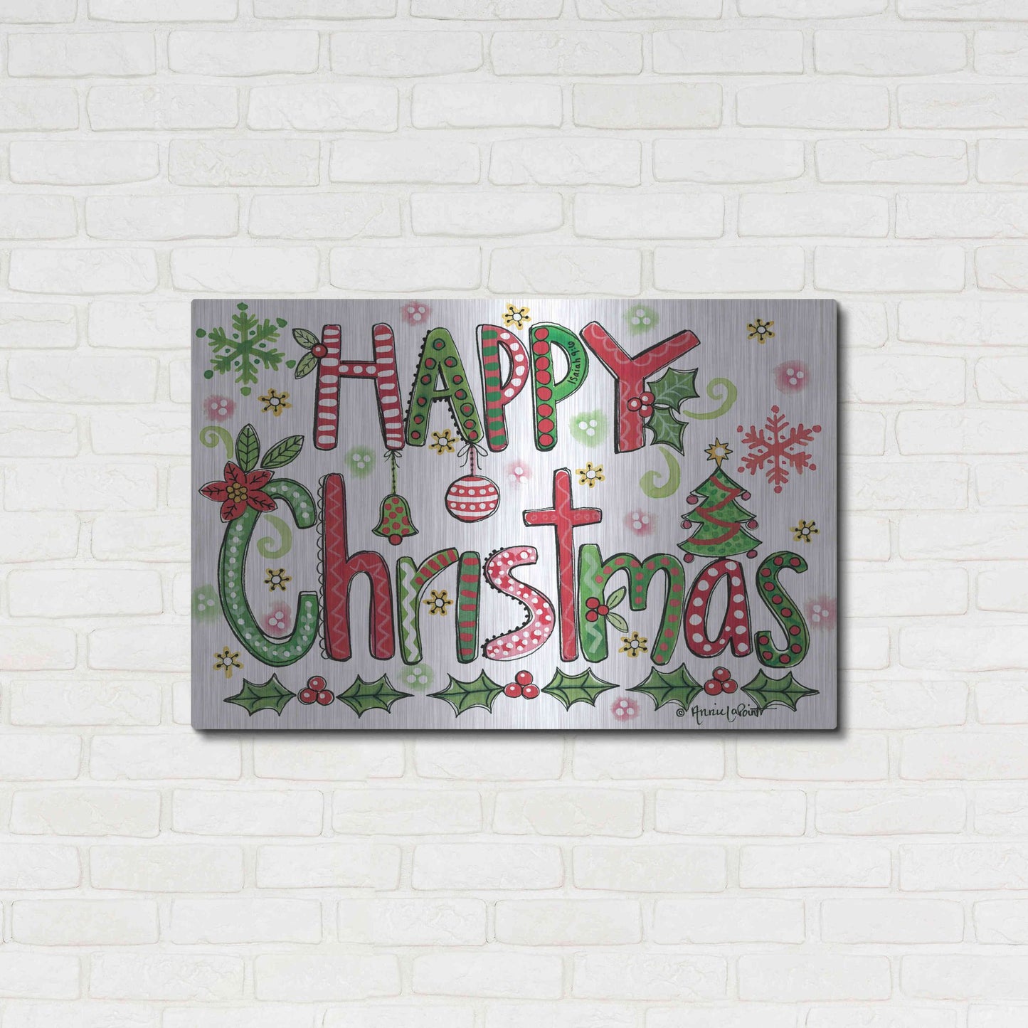 Luxe Metal Art 'Happy Christmas' by Annie LaPoint, Metal Wall Art,36x24