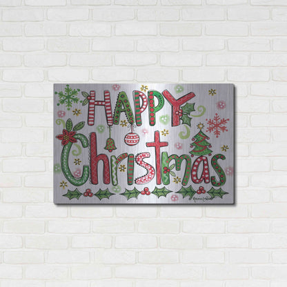 Luxe Metal Art 'Happy Christmas' by Annie LaPoint, Metal Wall Art,36x24