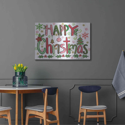 Luxe Metal Art 'Happy Christmas' by Annie LaPoint, Metal Wall Art,36x24