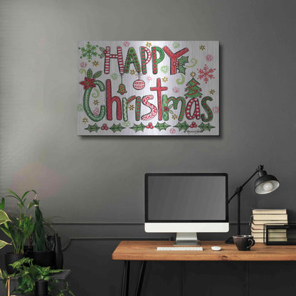 Luxe Metal Art 'Happy Christmas' by Annie LaPoint, Metal Wall Art,36x24
