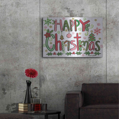 Luxe Metal Art 'Happy Christmas' by Annie LaPoint, Metal Wall Art,36x24