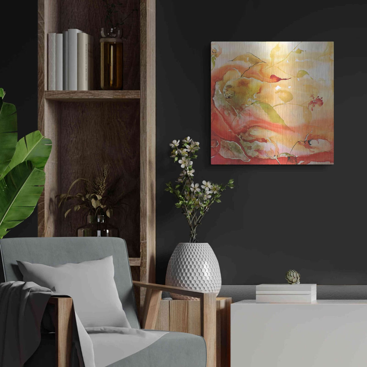 'En Naranjas II' by Leticia Herrera – Metal Wall Art, 24x24 room view
