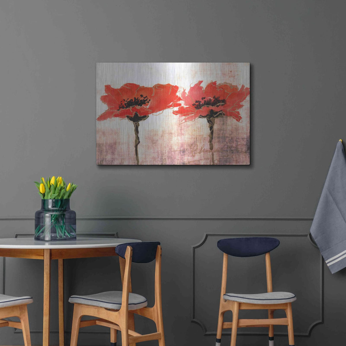 'Vivid Red Poppies V' by Leticia Herrera – Metal Wall Art, 36x24 room view