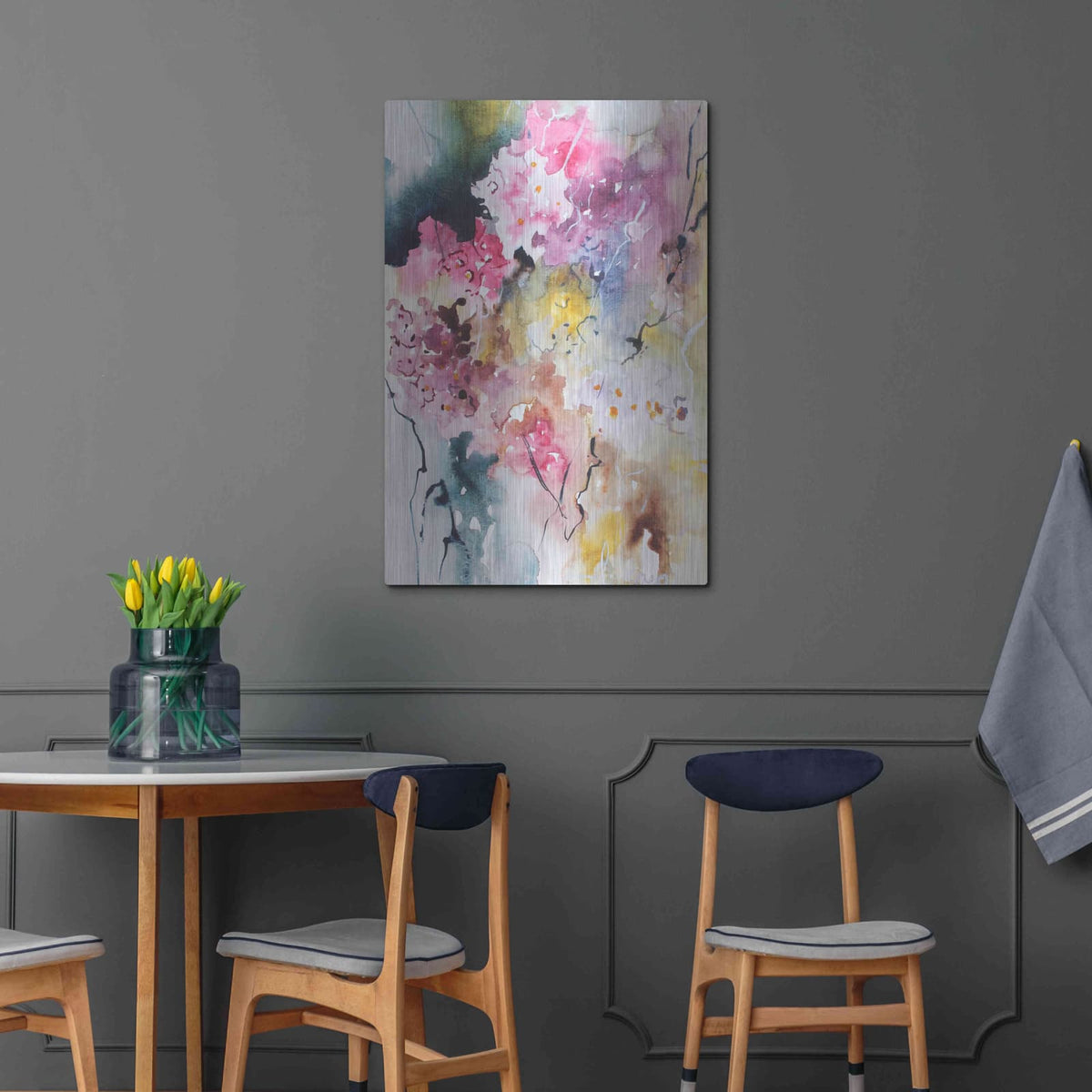 'Blooms Aquas III' by Leticia Herrera – Metal Wall Art, 24x36 room view