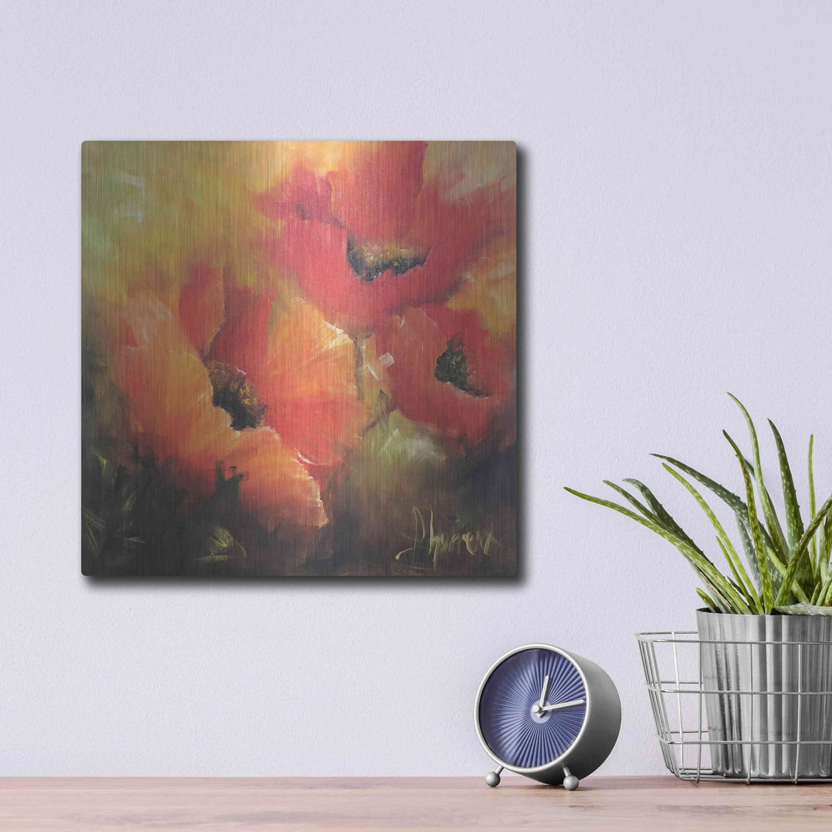 'En Rojos' by Leticia Herrera – Metal Wall Art, 12x12 room view