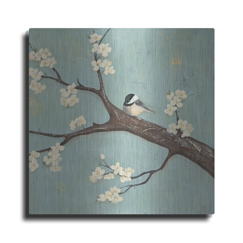 'Chickadee and Dogwood II' by Jade Reynolds – Metal Wall Art