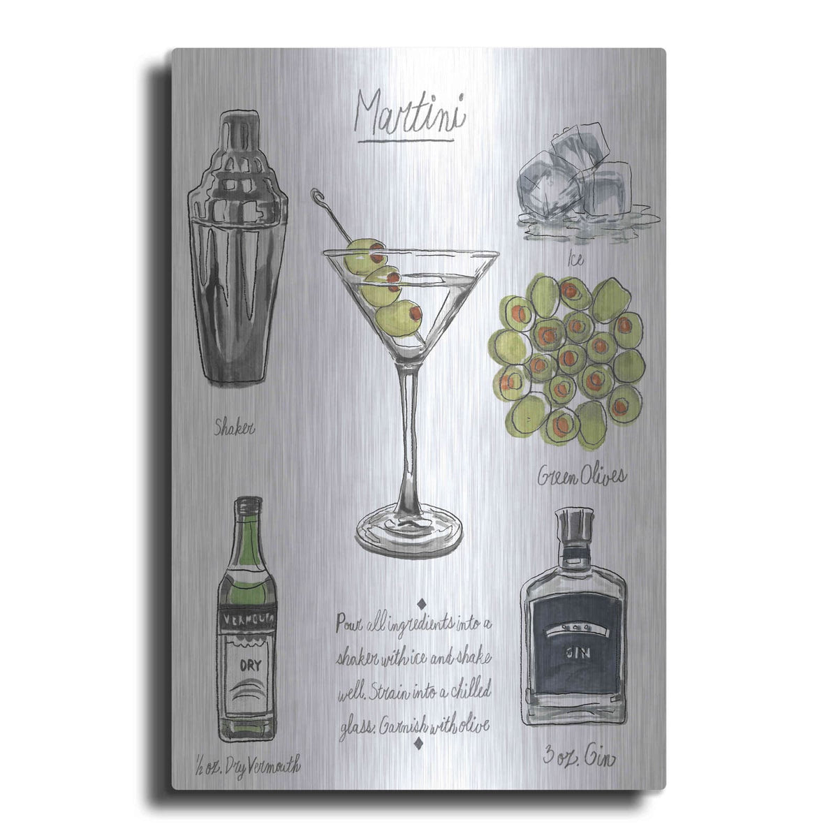'Classic Cocktail-Martini' by Naomi McCavitt – Metal Wall Art