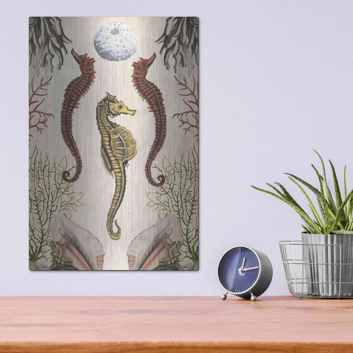 'Antiquarian Menagerie-Seahorse' by Naomi McCavitt – Metal Wall Art, 12x16 room view