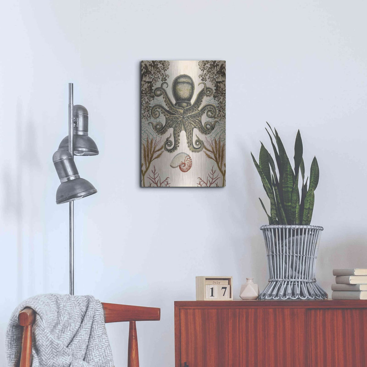 'Antiquarian Menagerie-Octopus' by Naomi McCavitt – Metal Wall Art, 16x24 room view