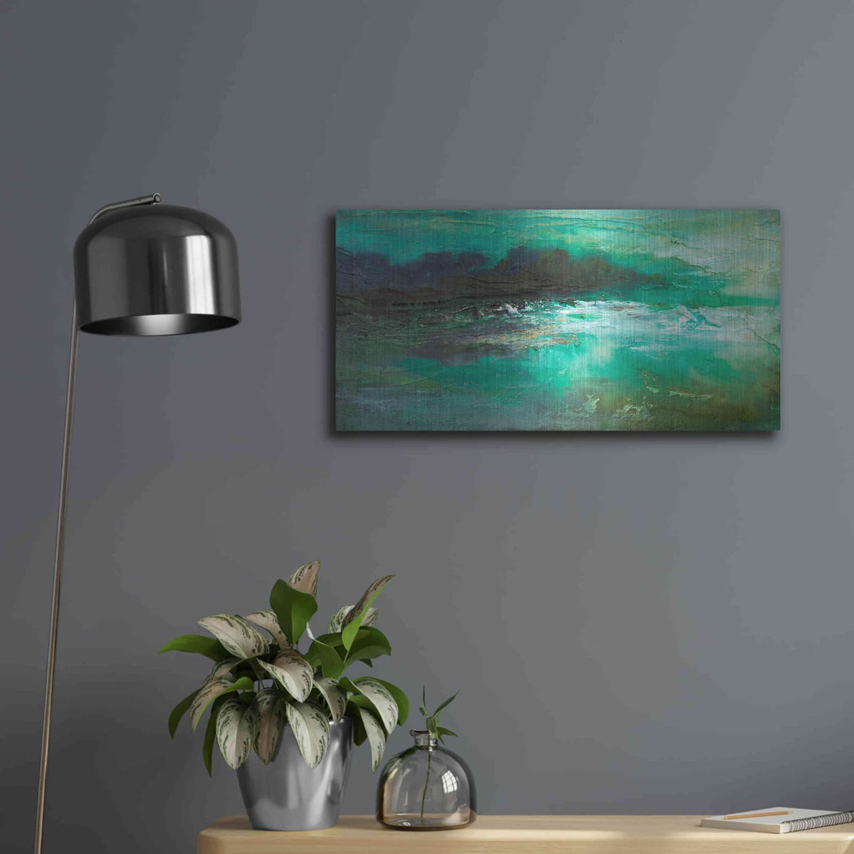 'Dusk on the Coast' by Sheila Finch – Metal Wall Art, 24x12 room view