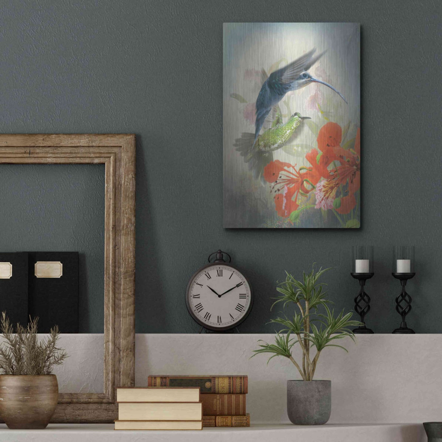 Luxe Metal Art 'Hummingbird Cycle II' by Steve Hunziker, Metal Wall Art,12x16